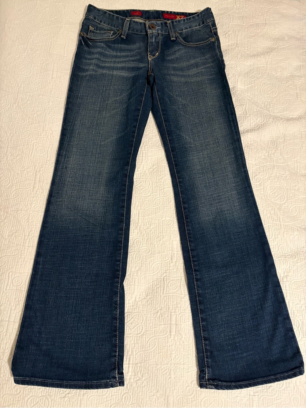 Women's Dark Wash Vintage Express X2 Distressed Flare Jeans Size 4a